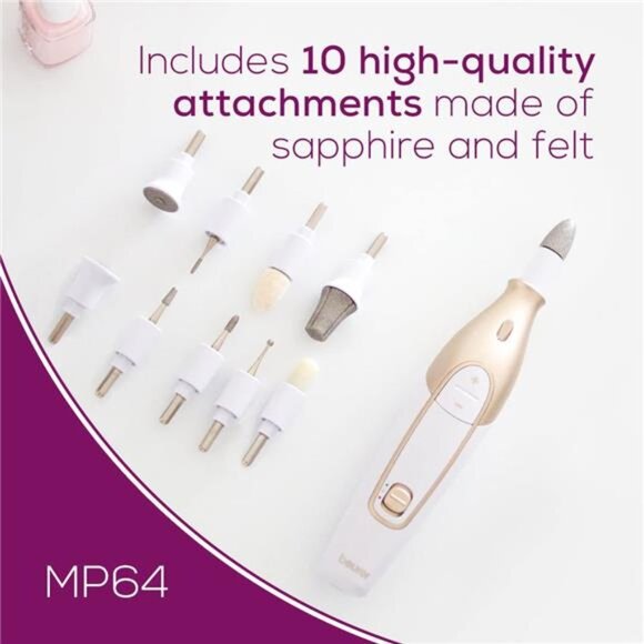 Nail Drill Kit, Cordless Electric Nail File with 10 Attachments and LED Light - Picture 3 of 7